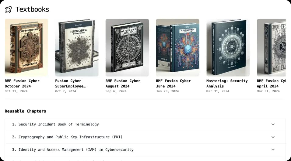 Courses/eBooks preview image from Fusion Cyber's Beacon AI Platform